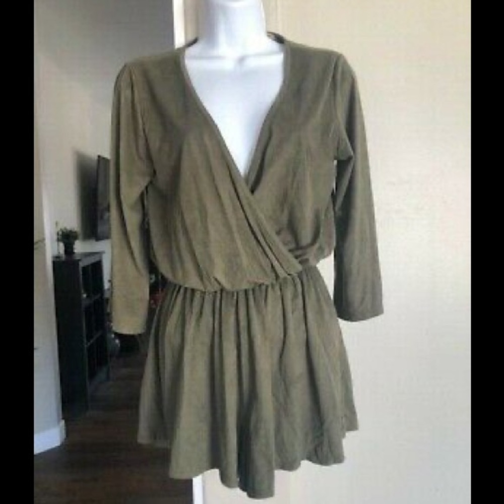 Suede Olive Green Romper